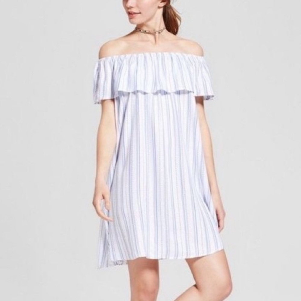 Mossimo Supply Co. Strapless Blue and White Dress